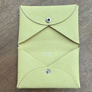 100% Authentic Hermes Limoncello Calvi Card Case